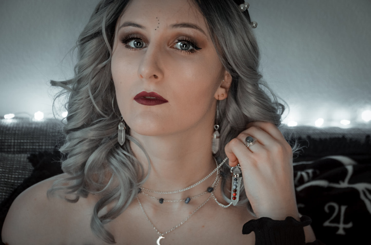 Quartz hoop earrings boho and witchy jewelry Baguette Magick