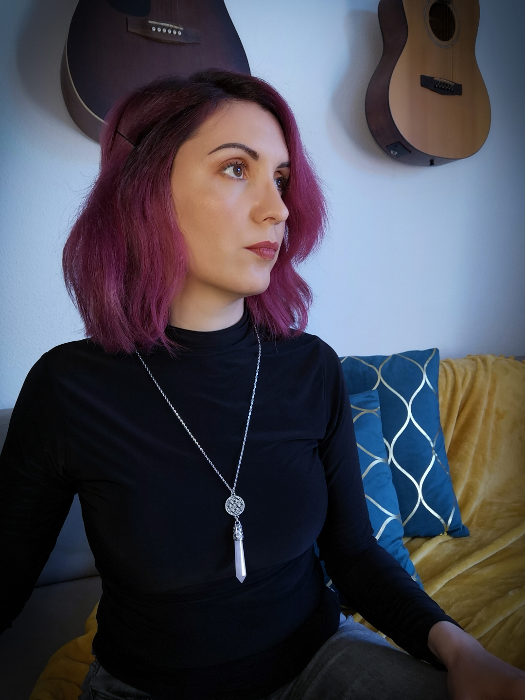 Rose quartz flower of life pendulum necklace Baguette Magick