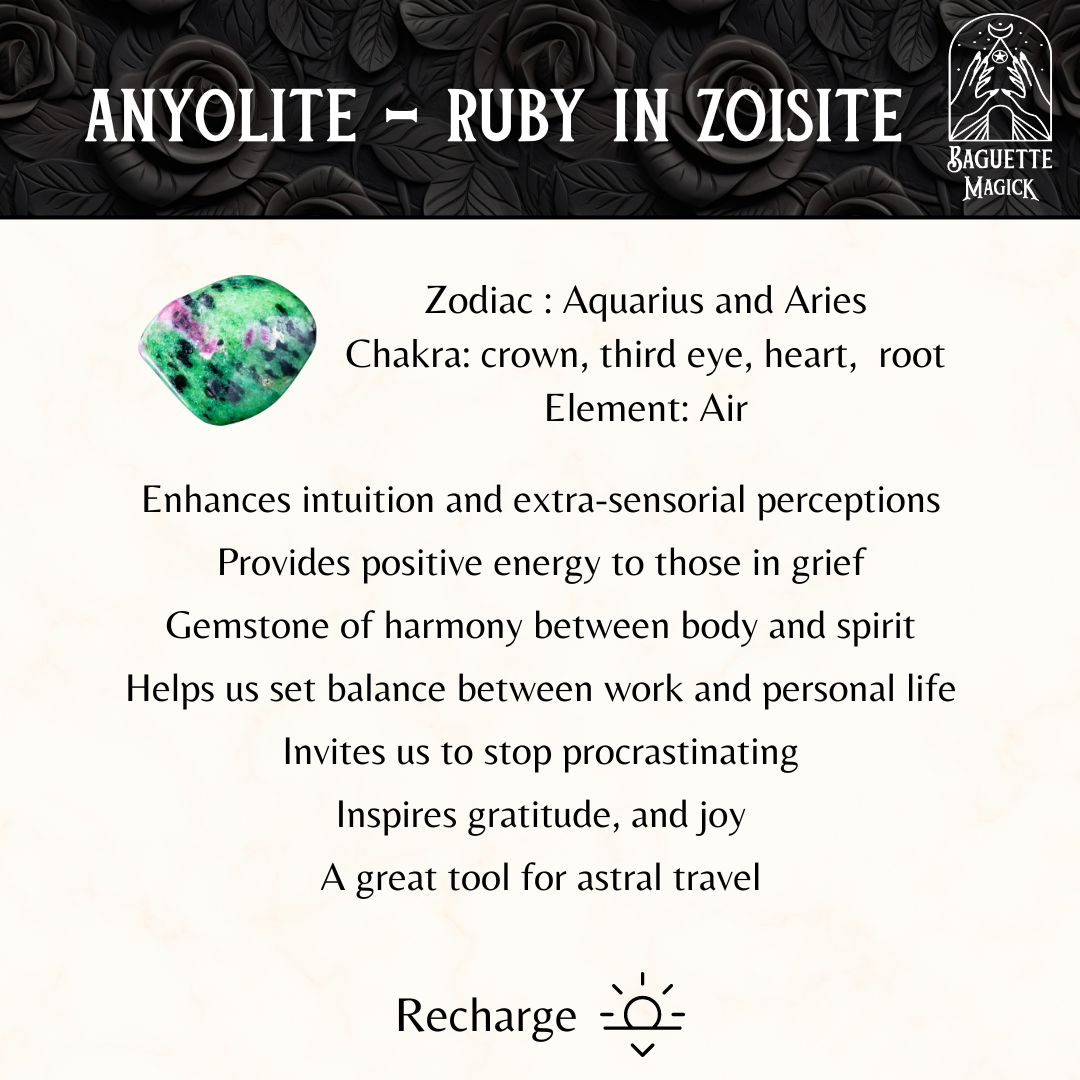 Ruby in Zoisite Anyolite and pentacle dowsing pendulum Baguette Magick