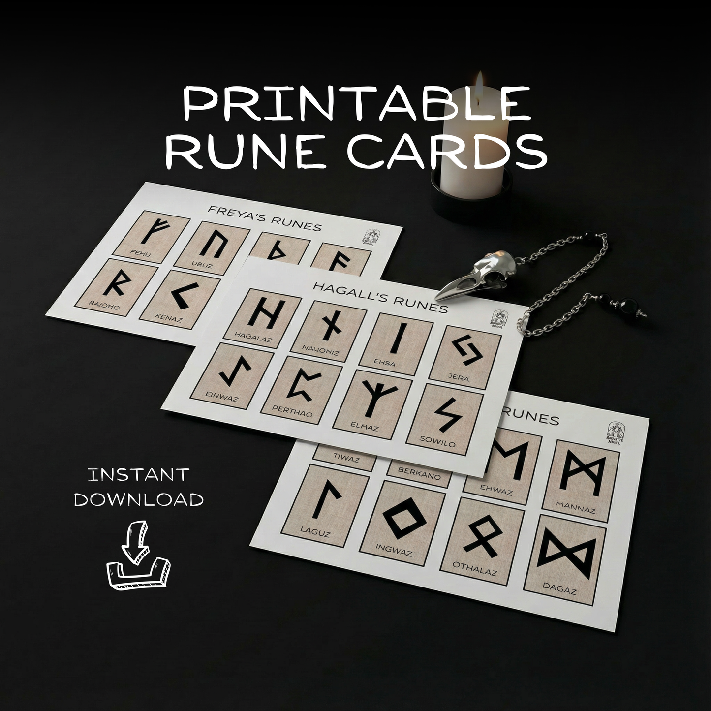 Printable rune cards Baguette Magick