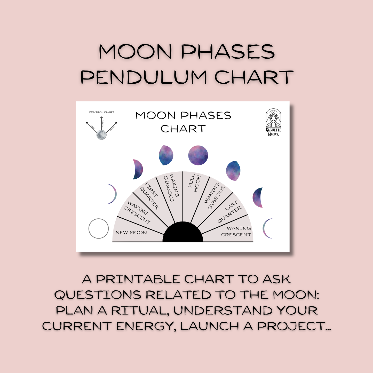 Moon phases printable pendulum chart Baguette Magick