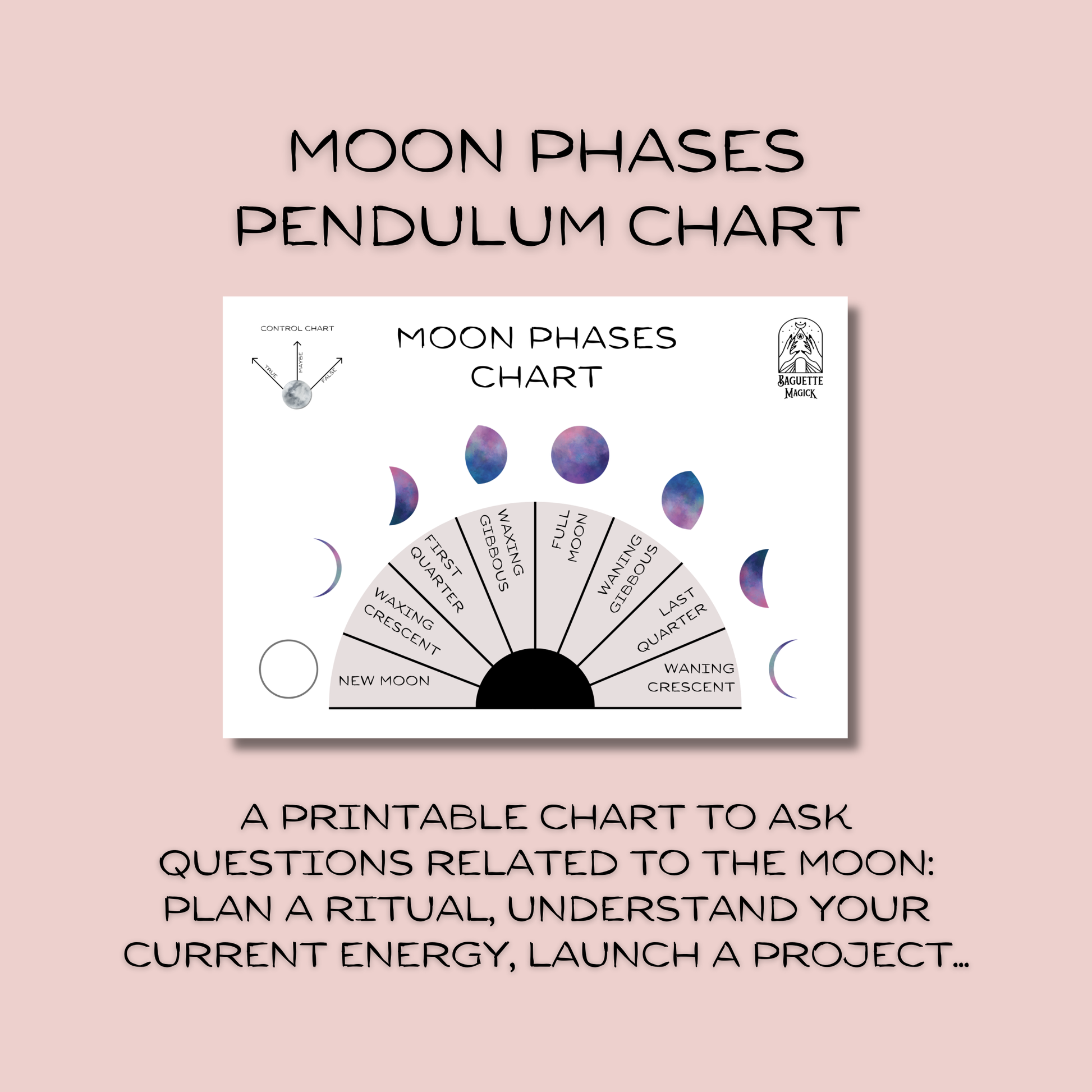 Moon phases printable pendulum chart Baguette Magick
