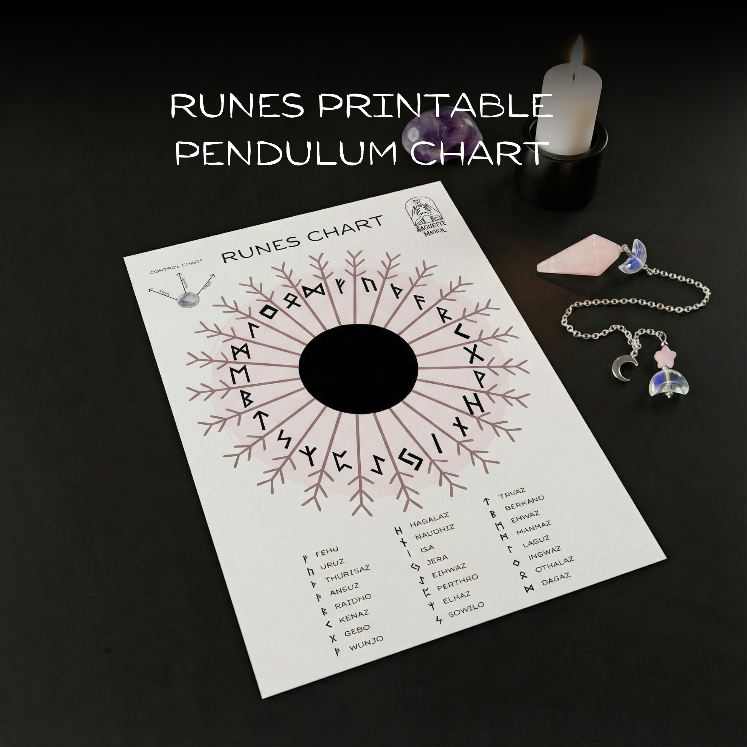 Runes printable pendulum chart – Baguette Magick