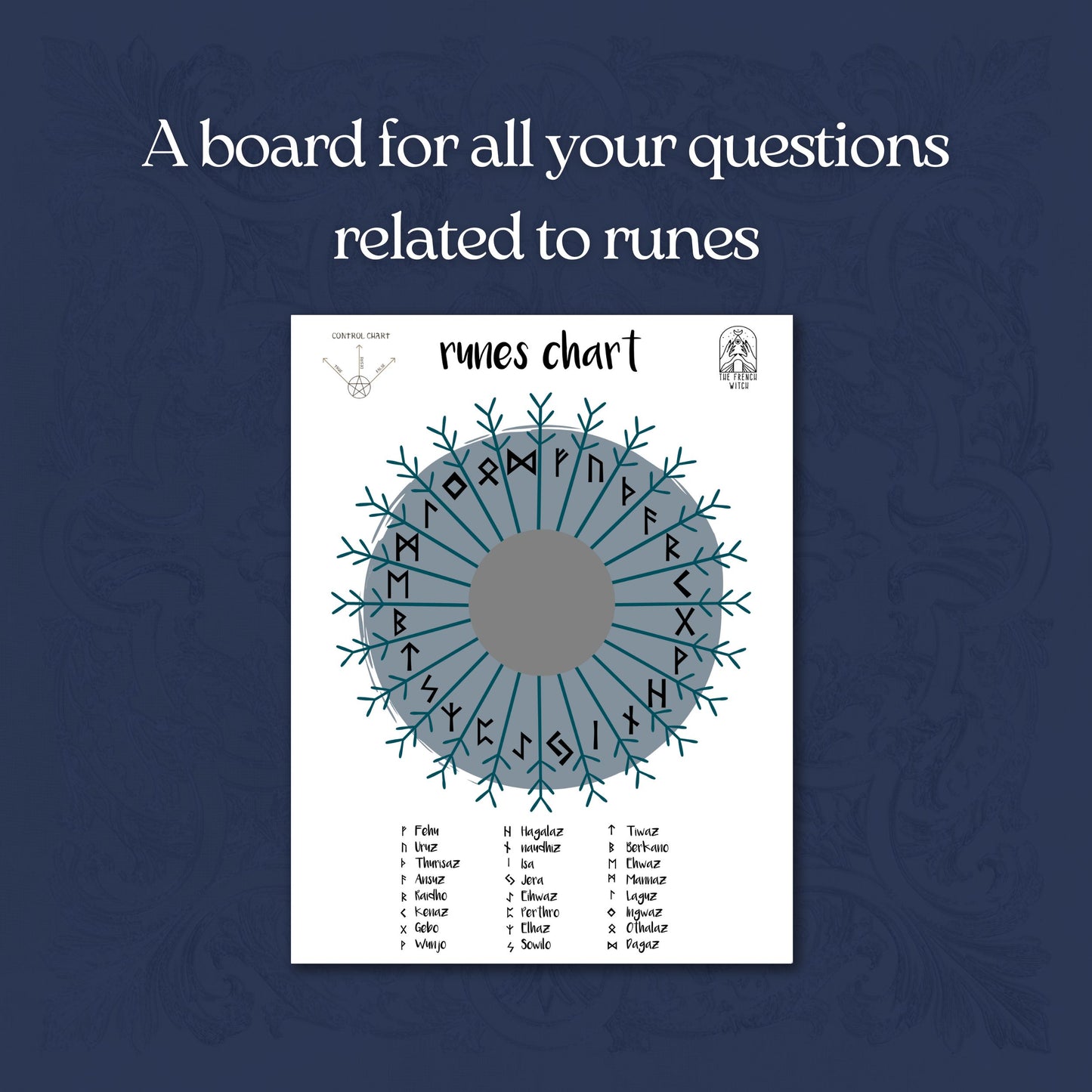 Runes printable pendulum chart Runes pendulum board printable dowsing divination fortune telling witchcraft A4 A5 US letter