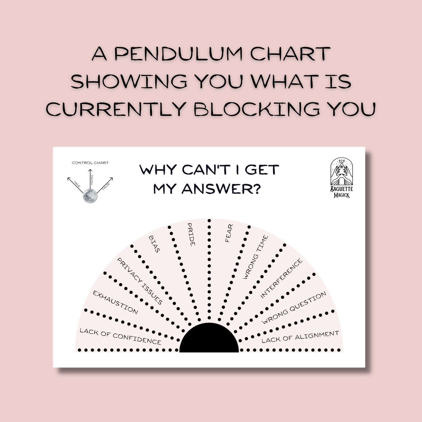 "Why can't I get my answer" printable pendulum chart Baguette Magick