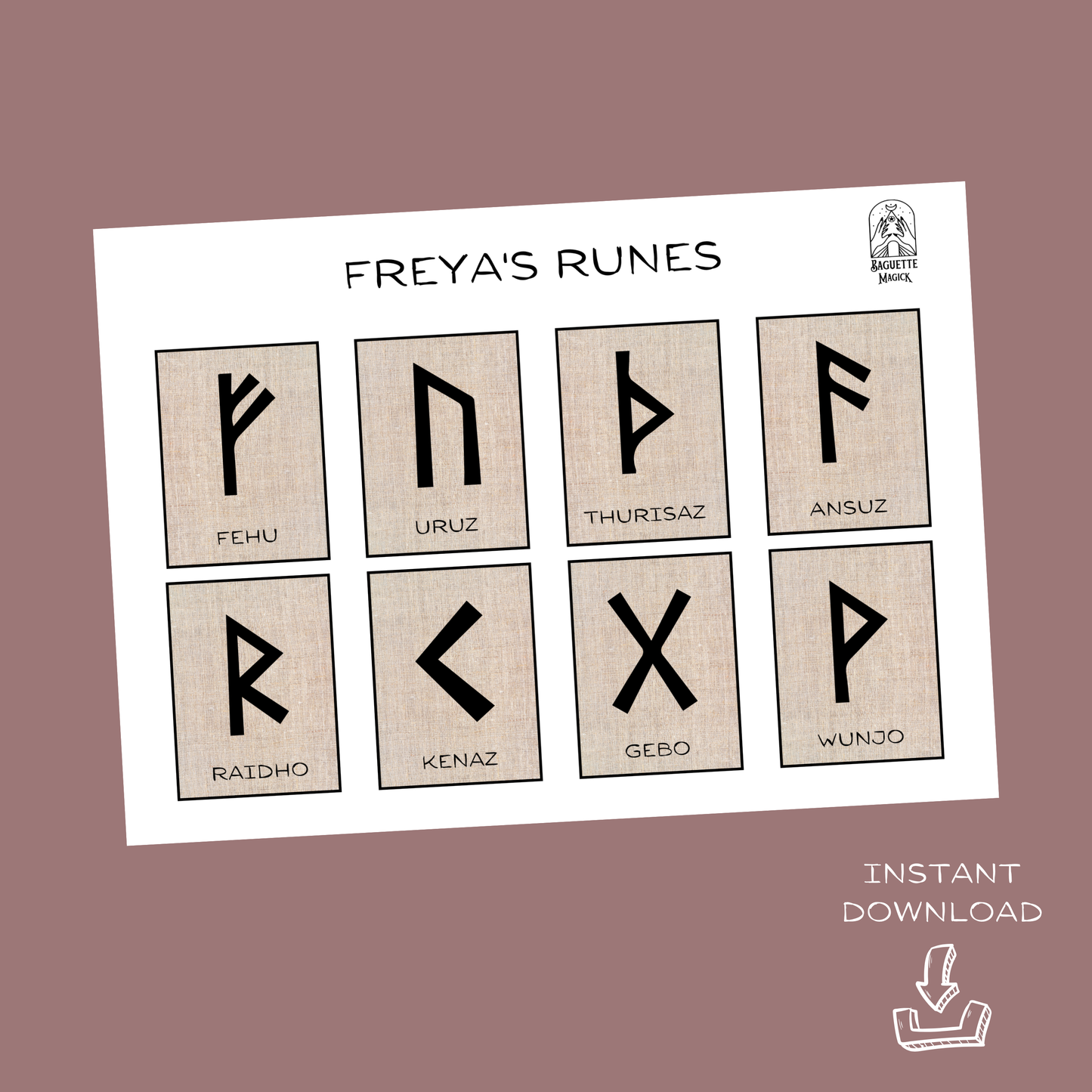 Printable rune cards Baguette Magick