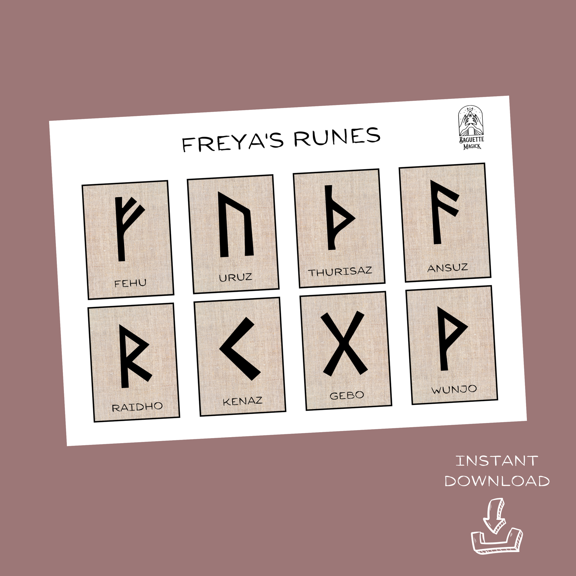 Printable rune cards Baguette Magick