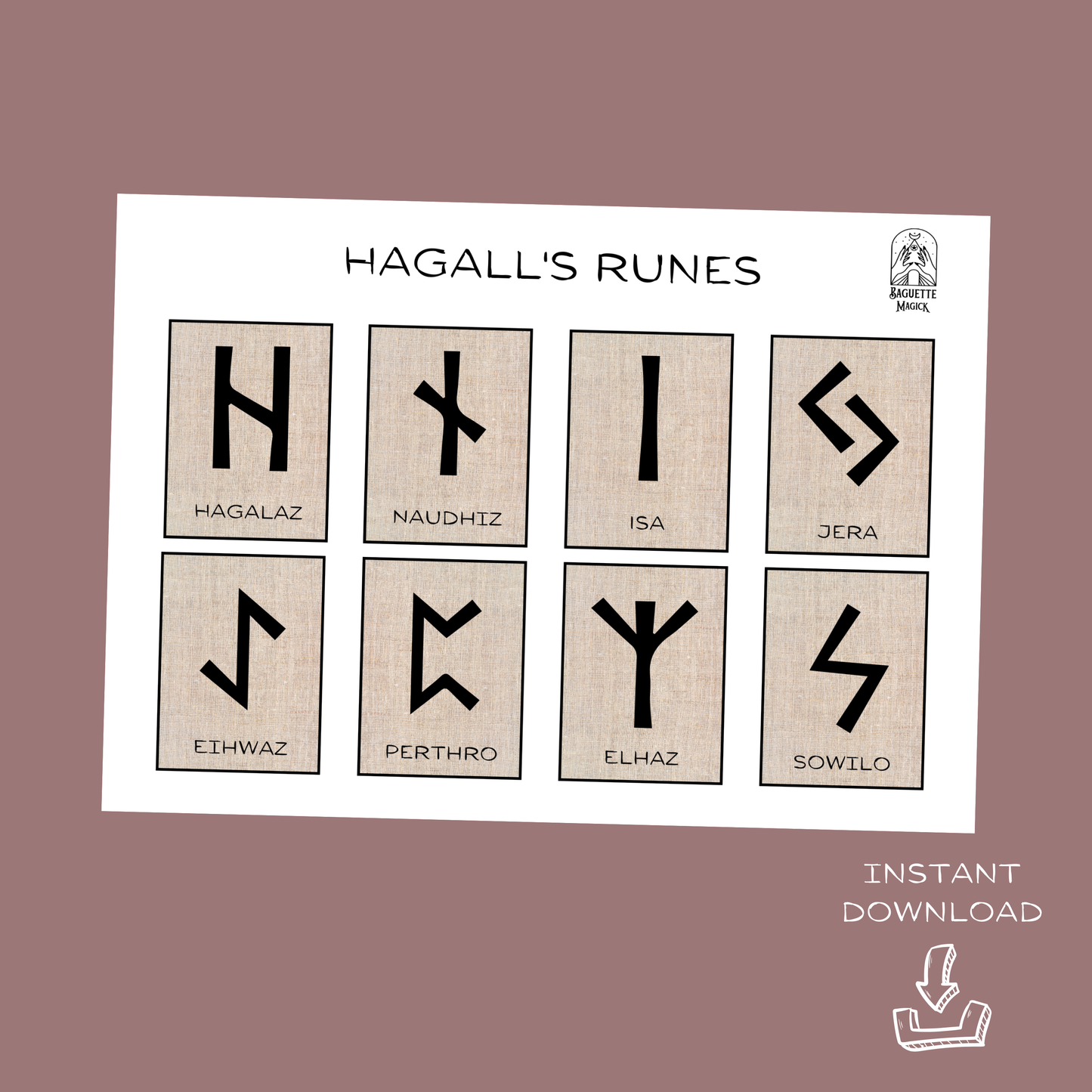 Printable rune cards Baguette Magick