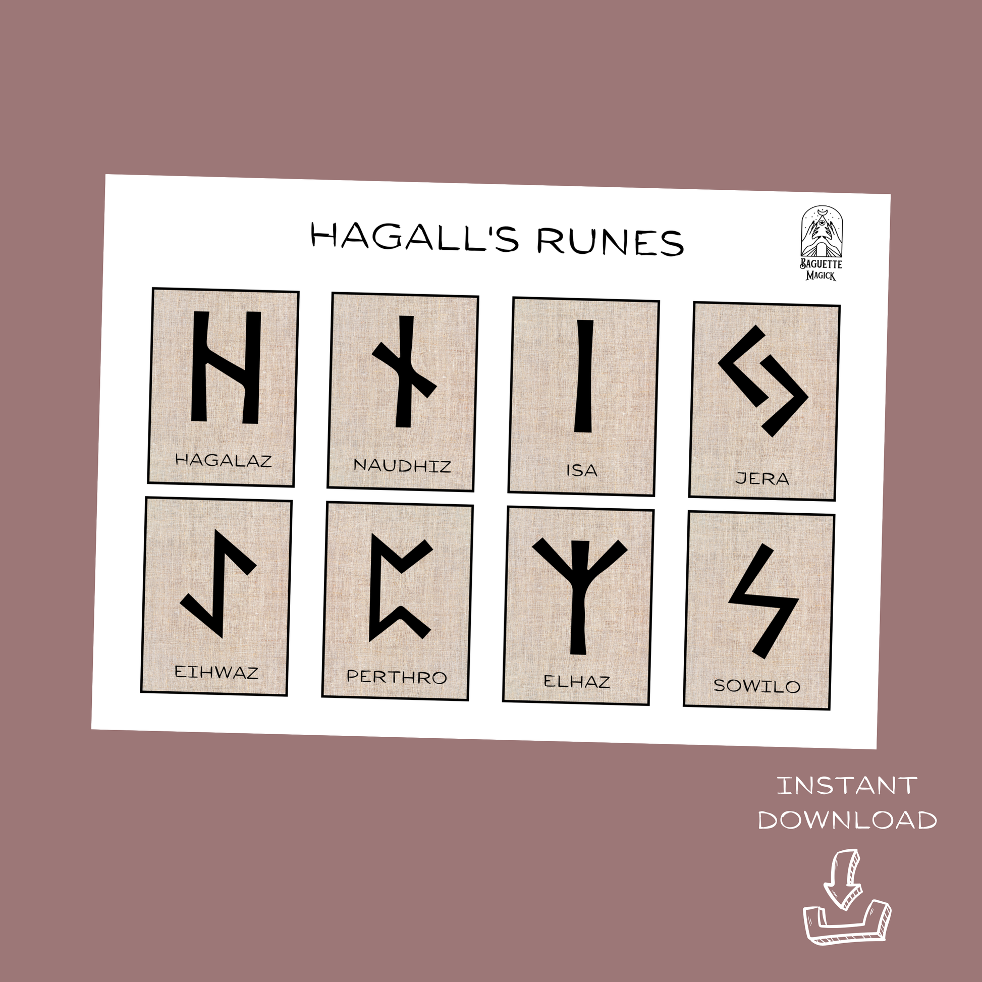 Printable rune cards Baguette Magick
