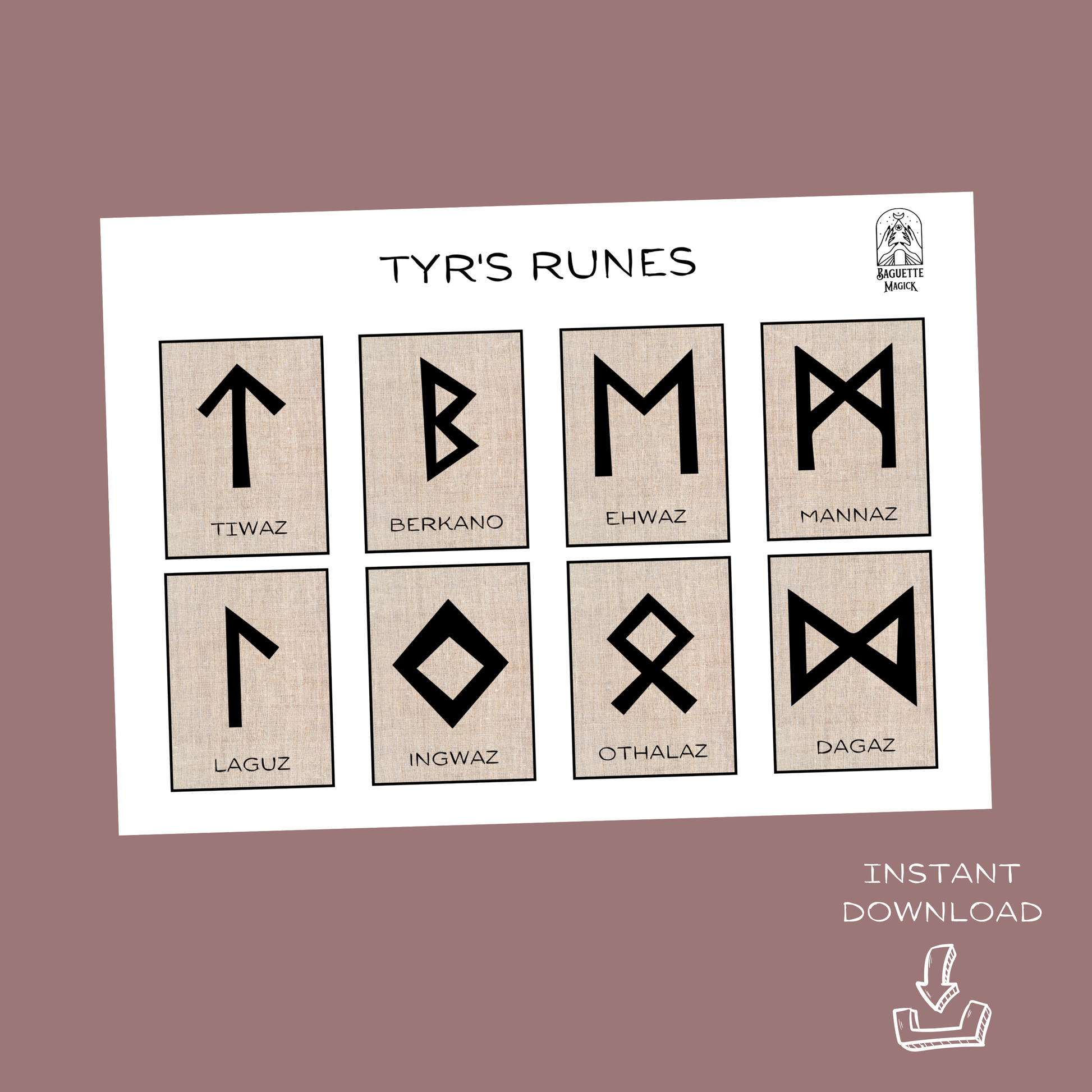 Printable rune cards Baguette Magick