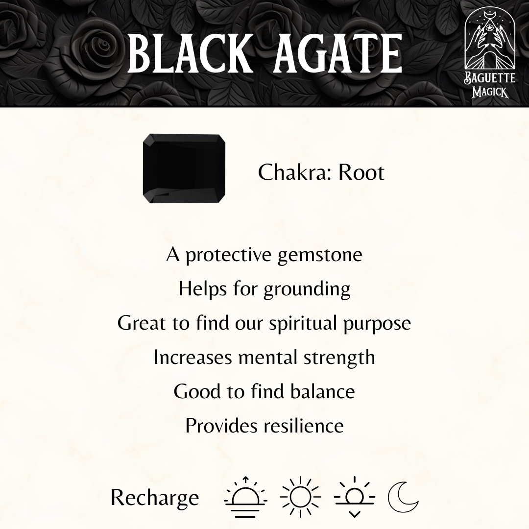 Egyptian Thot pendulum black agate, obsidian and crescent Moon Baguette Magick