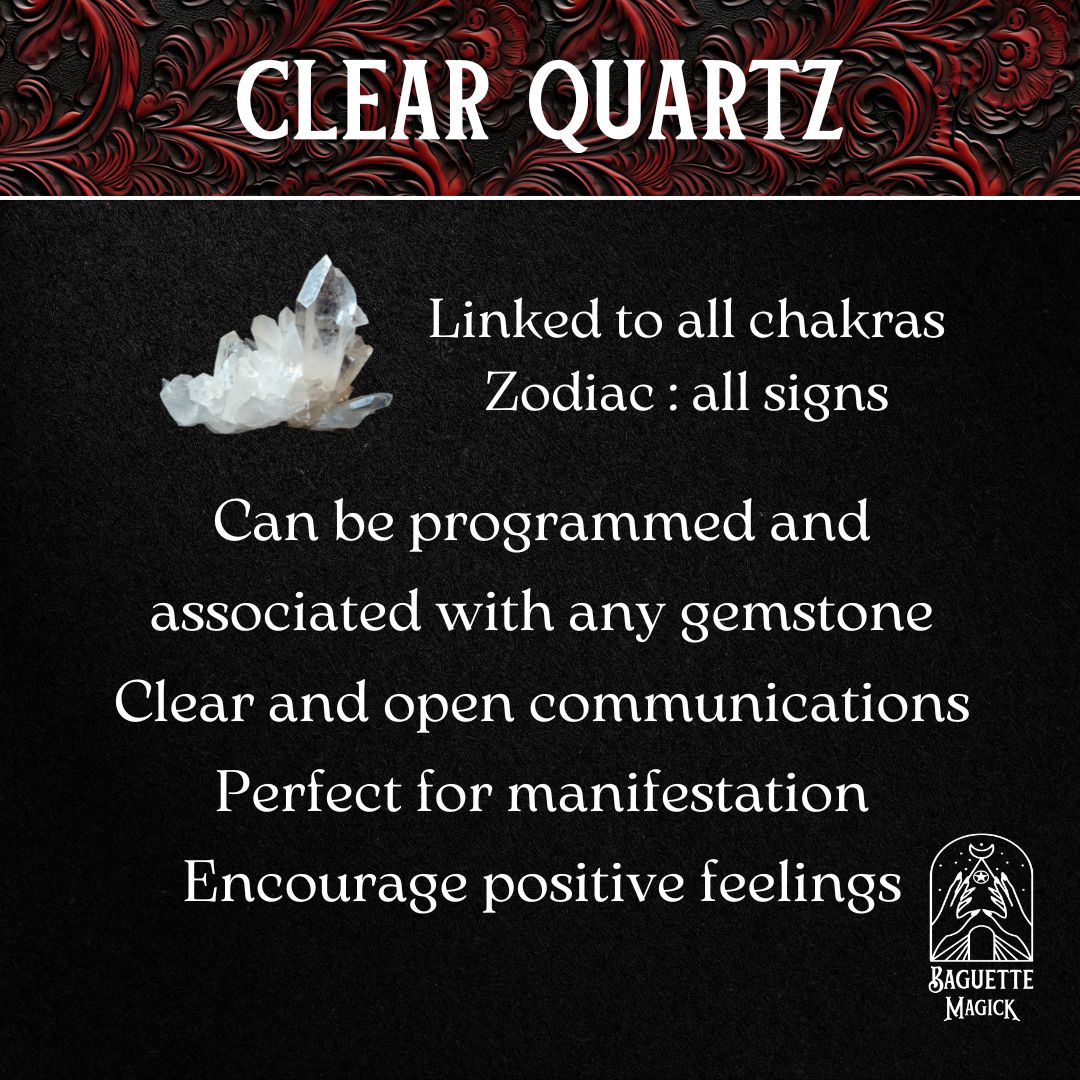 clear quartz crystal gemstone spiritual properties and virtues Baguette Magick