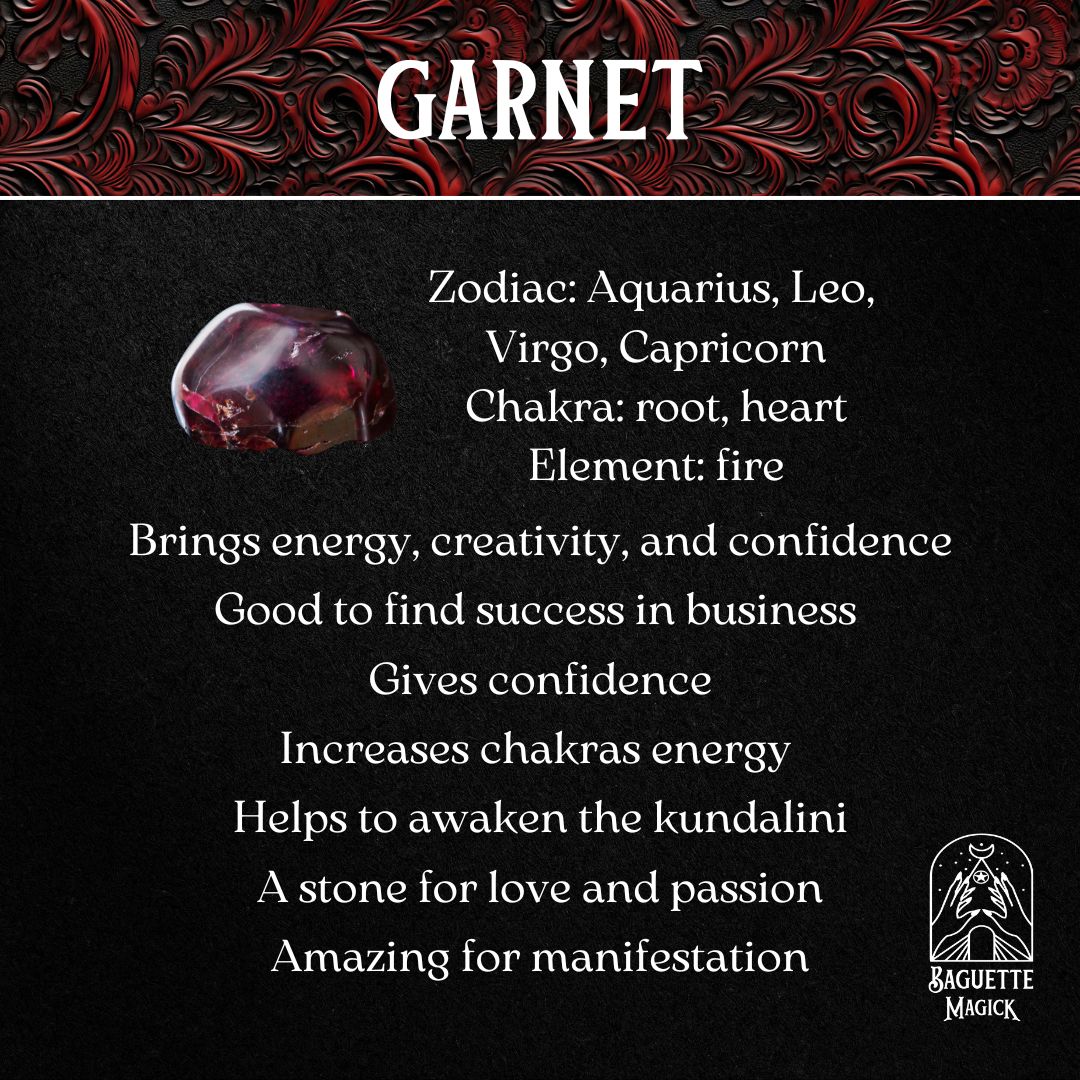 garnet crystal gemstone spiritual properties and virtues Baguette Magick