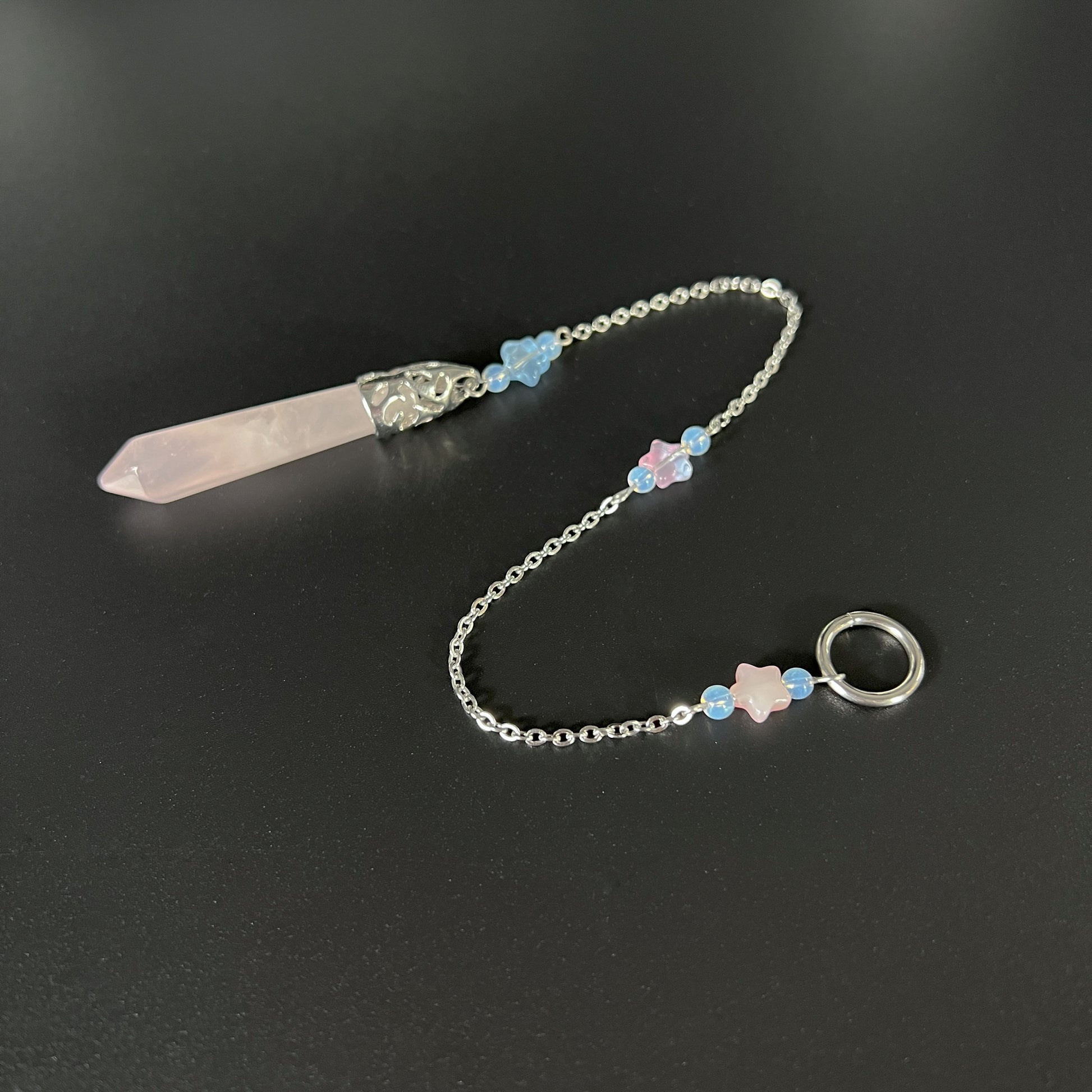 Rose quartz and Opalite stars pendulum Baguette Magick