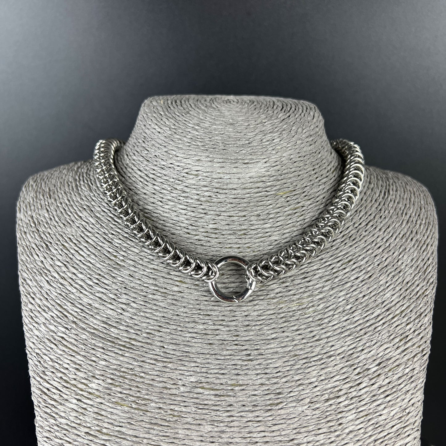 The only necklace you'll need, chainmail O ring choker with an openable ring, stainless steel Baguette Magick