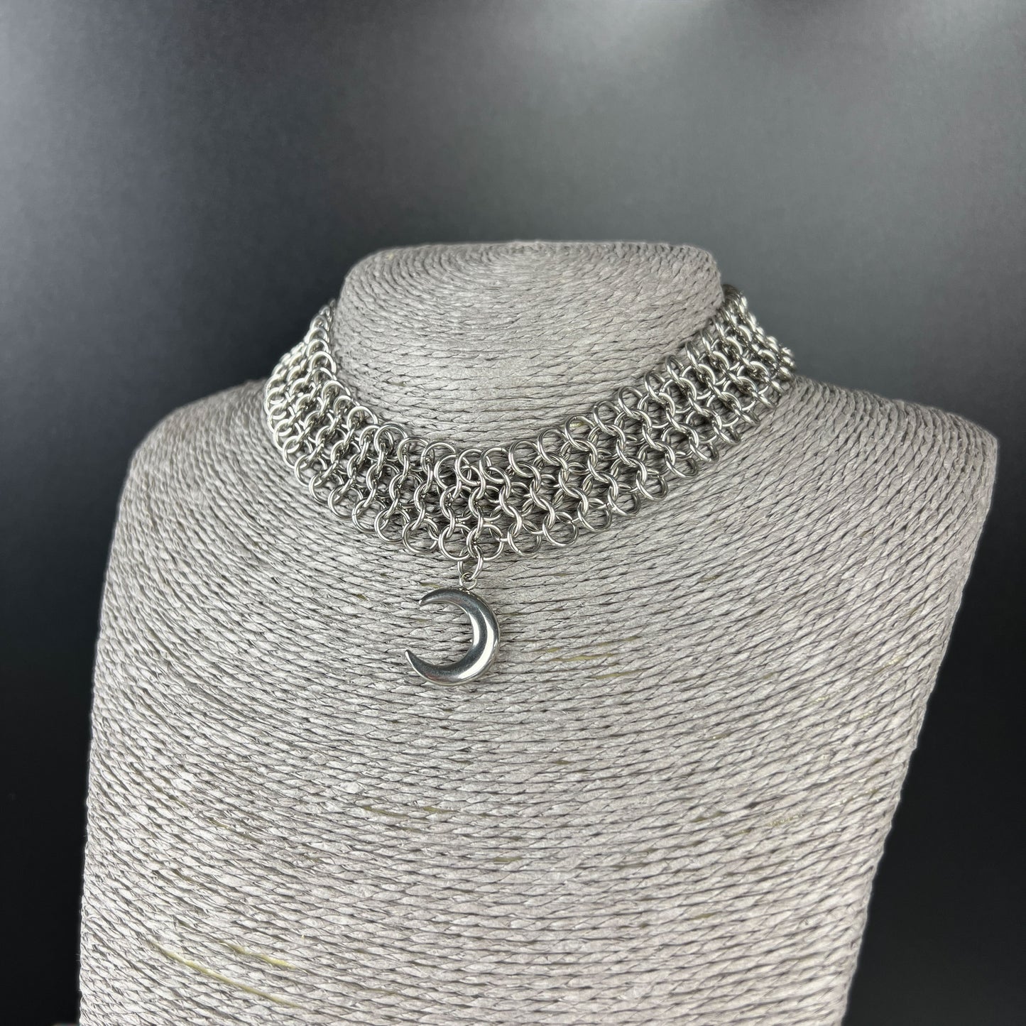 Moon crescent chainmail choker European 4 in 1 stainless steel necklace Baguette Magick