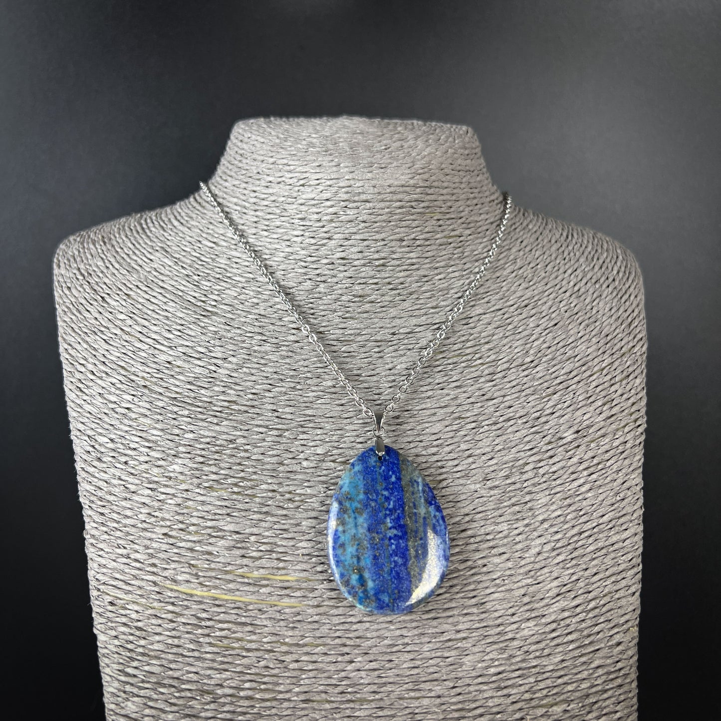 Lapis lazuli stainless steel pendant necklace Baguette Magick