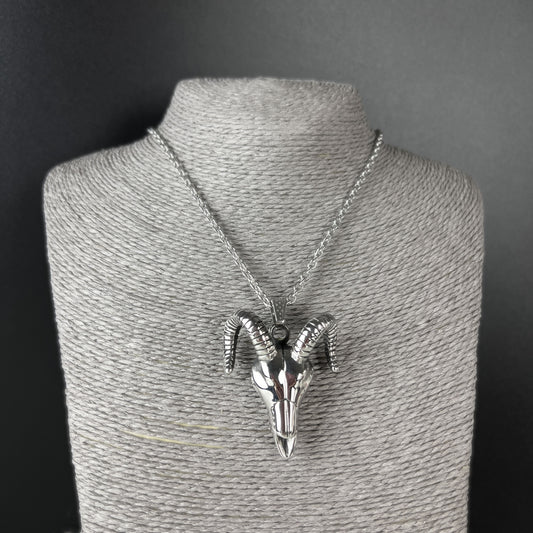 Stainless steel big ram skull necklace Baguette Magick