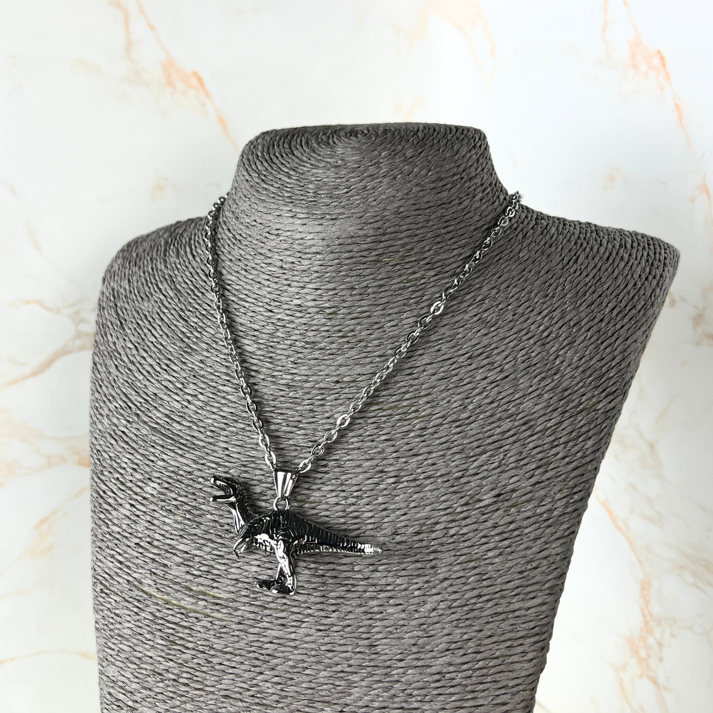 Raptor dinosaur necklace, stainless steel Baguette Magick