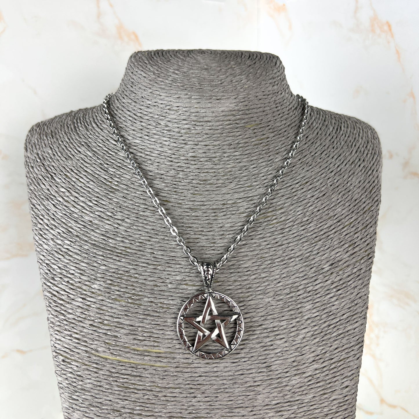 Stainless steel pentacle witch necklace Baguette Magick