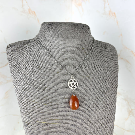 Carnelian and pentacle witchy choker necklace Baguette Magick