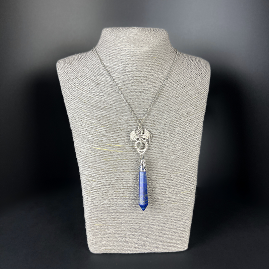 Lapis lazuli and dragon divination pendulum necklace Baguette Magick