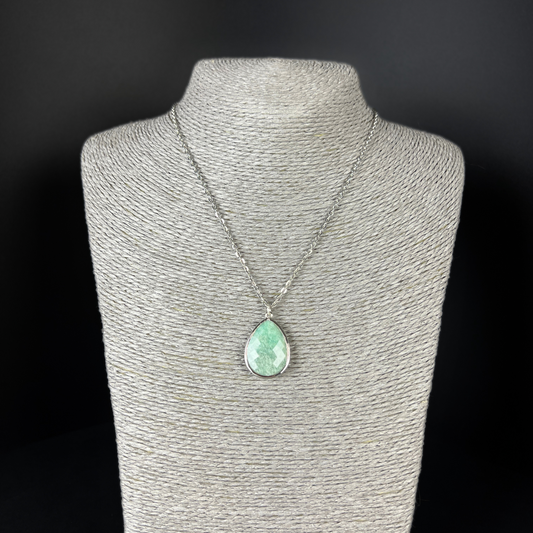 Faceted amazonite gemstone pendant necklace Baguette Magick