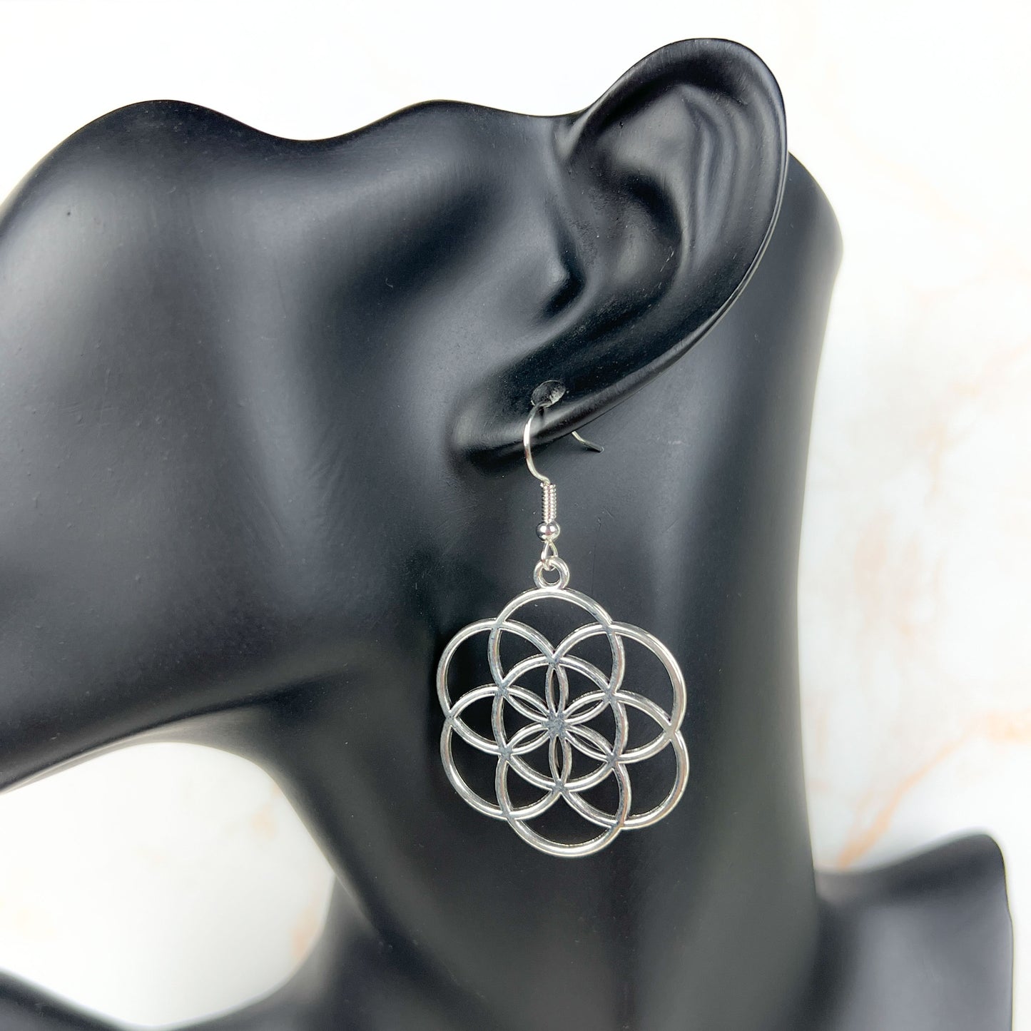 Spiritual earrings bundle: Triquetra, Pentacle, Triple Moon and Flower of life Baguette Magick