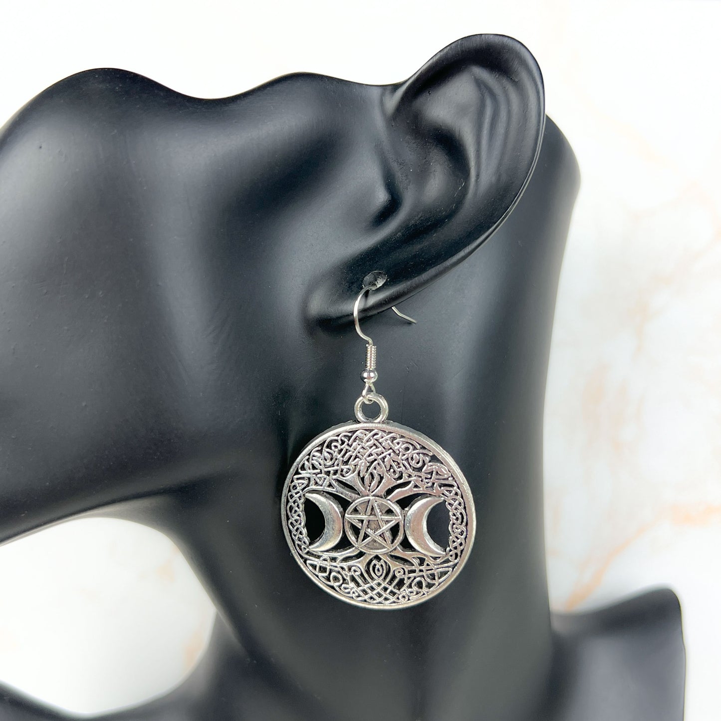 Spiritual earrings bundle: Triquetra, Pentacle, Triple Moon and Flower of life Baguette Magick