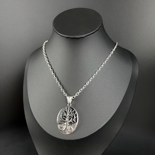 Winter tree gothic pendant necklace, stainless steel Baguette Magick