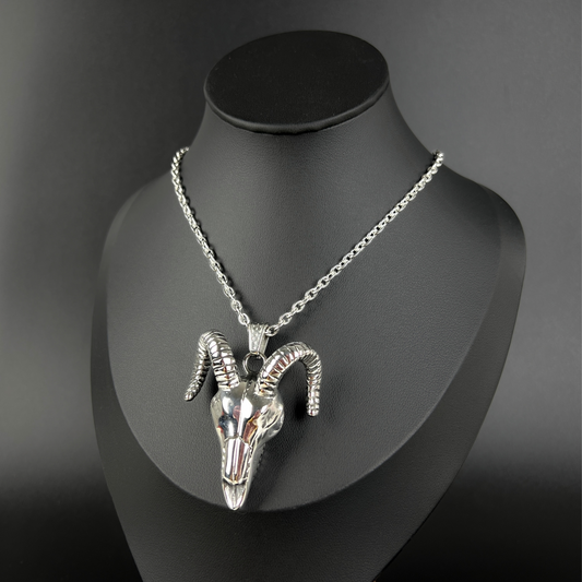 Stainless steel big ram skull necklace Baguette Magick