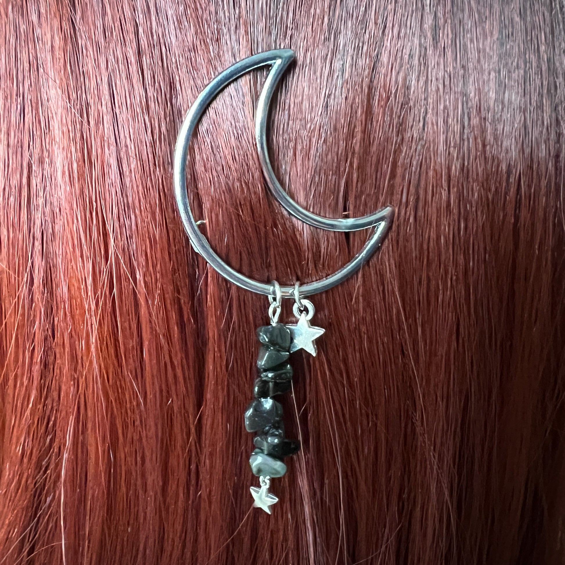 Moon crescent hair clip for gothic, witchy, whimsical hairstyles Baguette Magick
