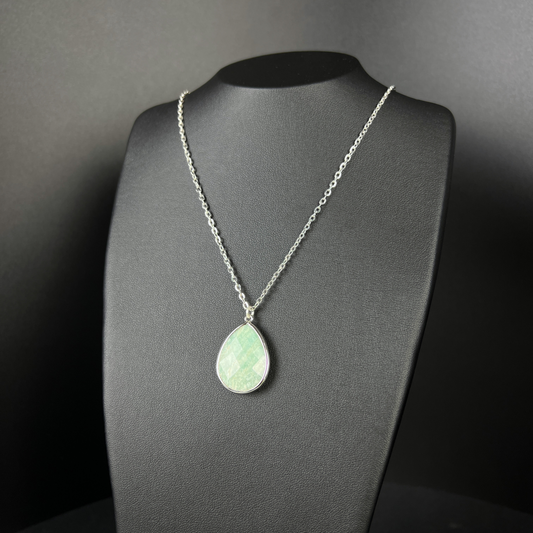 Faceted amazonite gemstone pendant necklace Baguette Magick