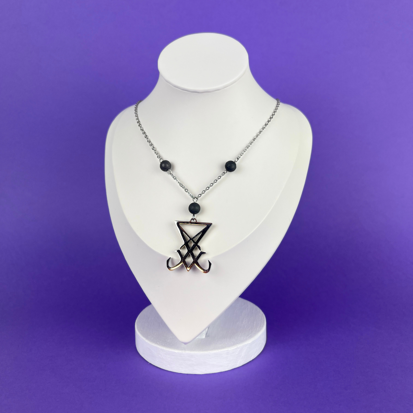 Sigil of Lucifer necklace, shungite and stainless steel Baguette Magick