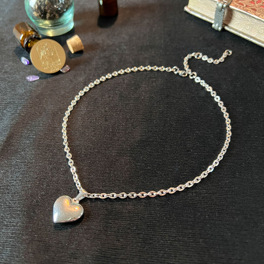 puffy heart stainless steel gothic necklace for her girlfriend wife gift friendship pendant
