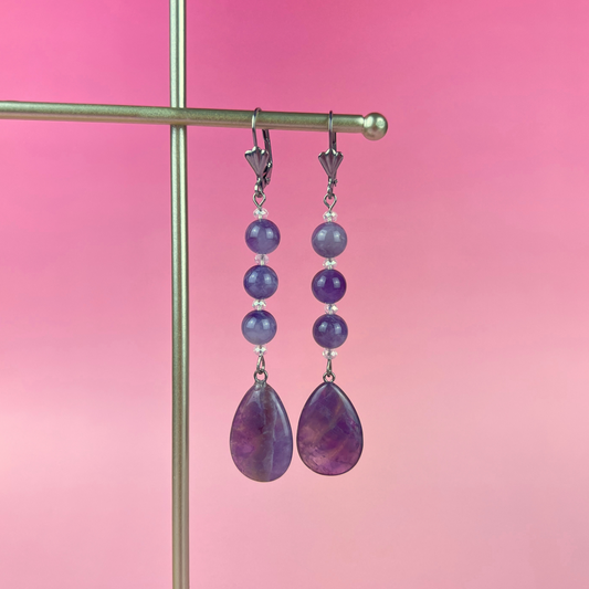 Amethyst beaded art deco earrings