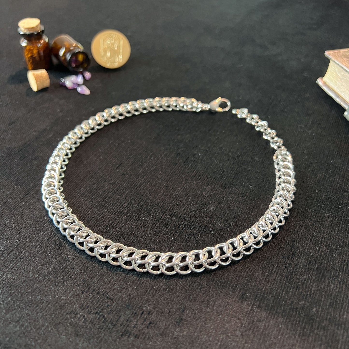Half Persian chainmail choker stainless steel necklace Baguette Magick