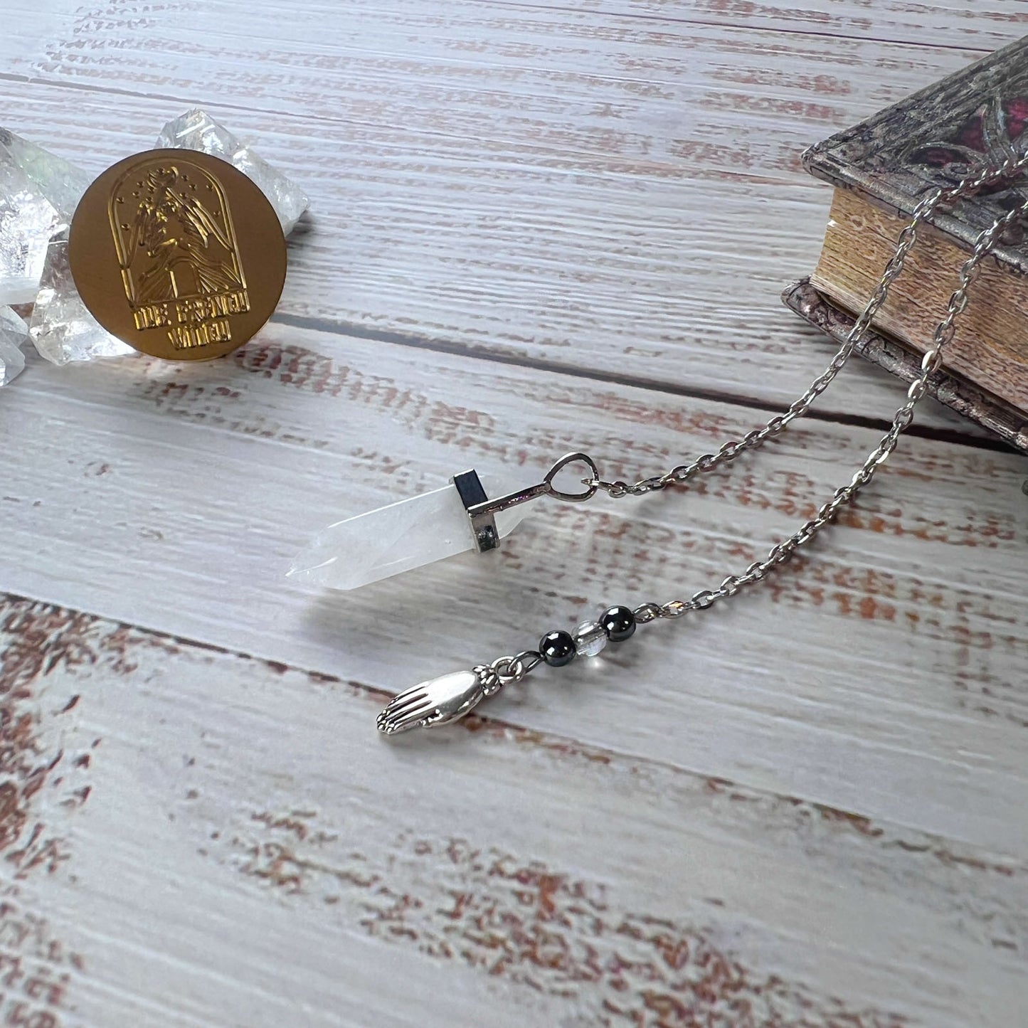 quartz hematite gemstone dowsing divination pendulum