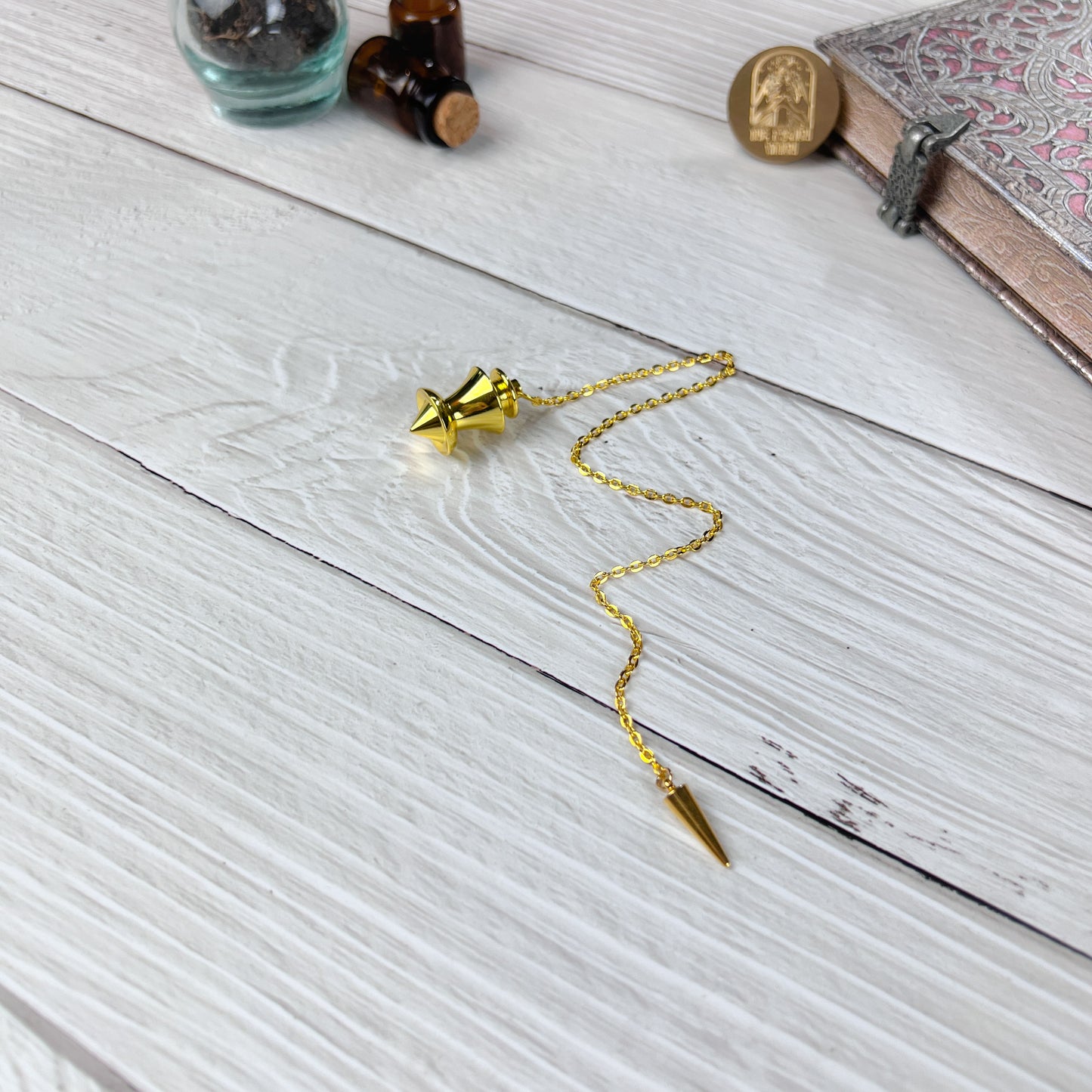 point and dome dowsing pendulum gold for psychic witch divination tool altar witchcraft baguette magick