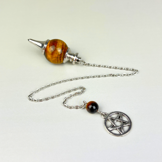 Tiger eye and pentacle Sephoroton dowsing pendulum Baguette Magick