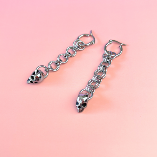 Chainmail skulls and hoops earrings Baguette Magick