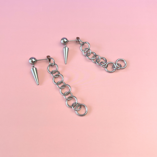 Spikes and back chunky chain stud earrings Baguette Magick