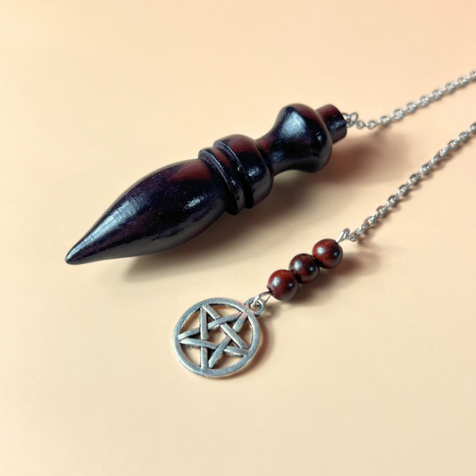Coconut wood pentacle dowsing pendulum for divination Baguette Magick