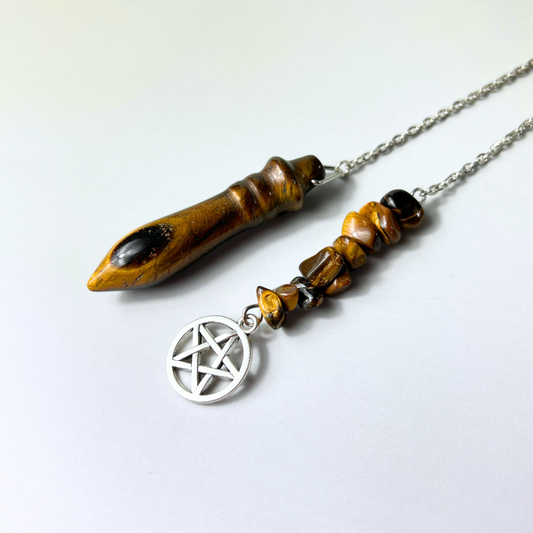Egyptian Thot pendulum tiger eye and pentacle Baguette Magick