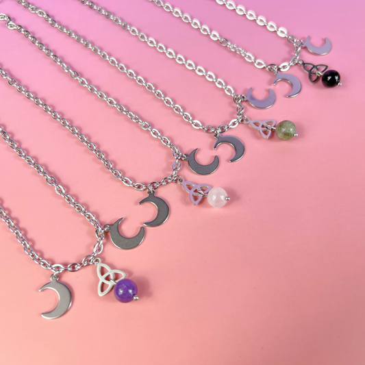 Triple moon Triquetra necklace