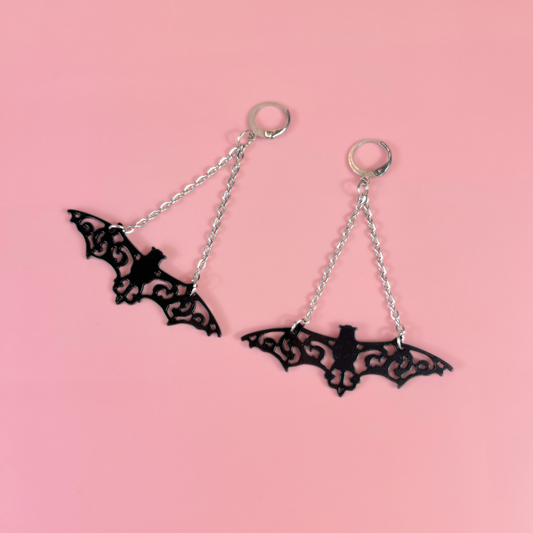 Black bats Halloween earrings Baguette Magick