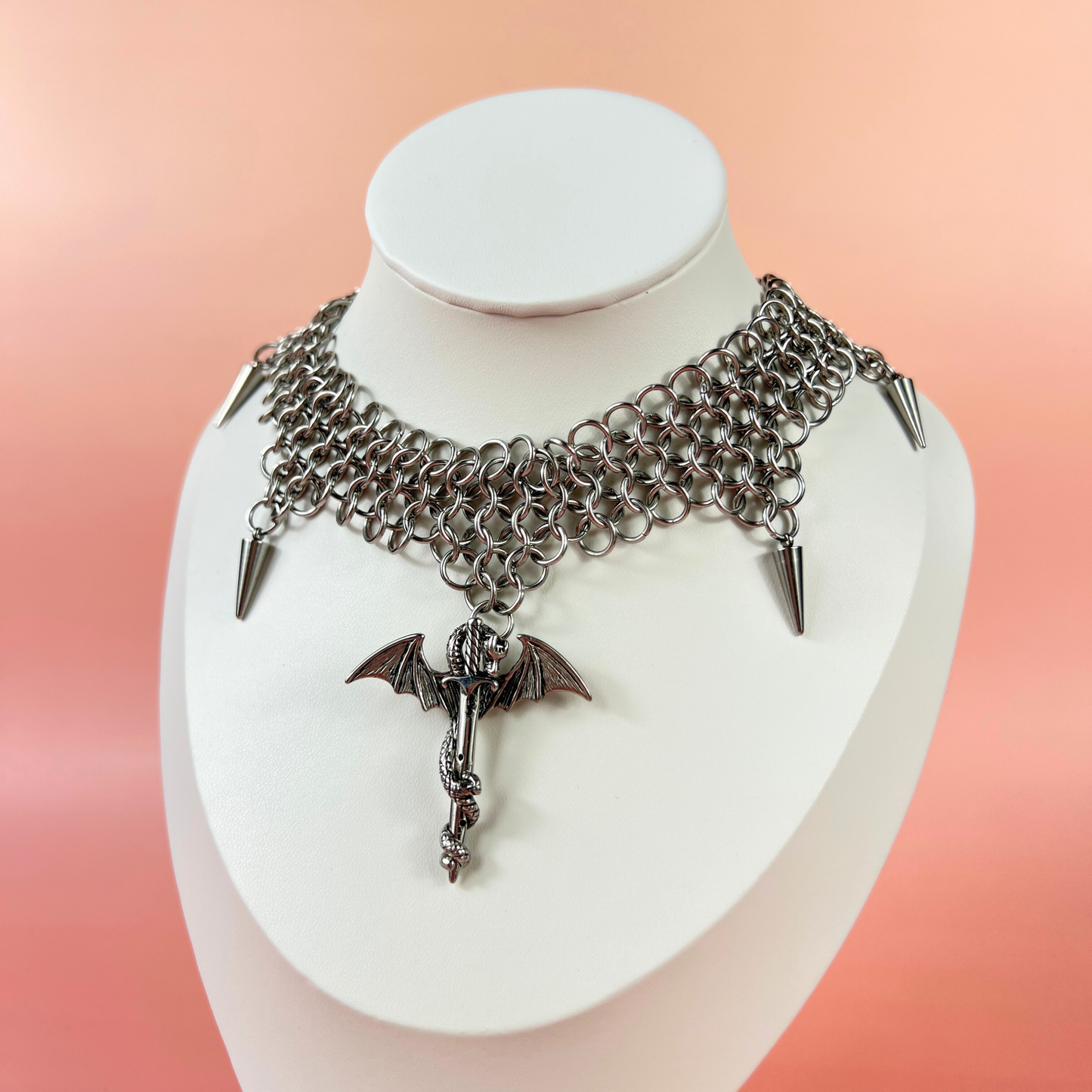 Dragon sword chainmail choker European 4 in 1 necklace Baguette Magick