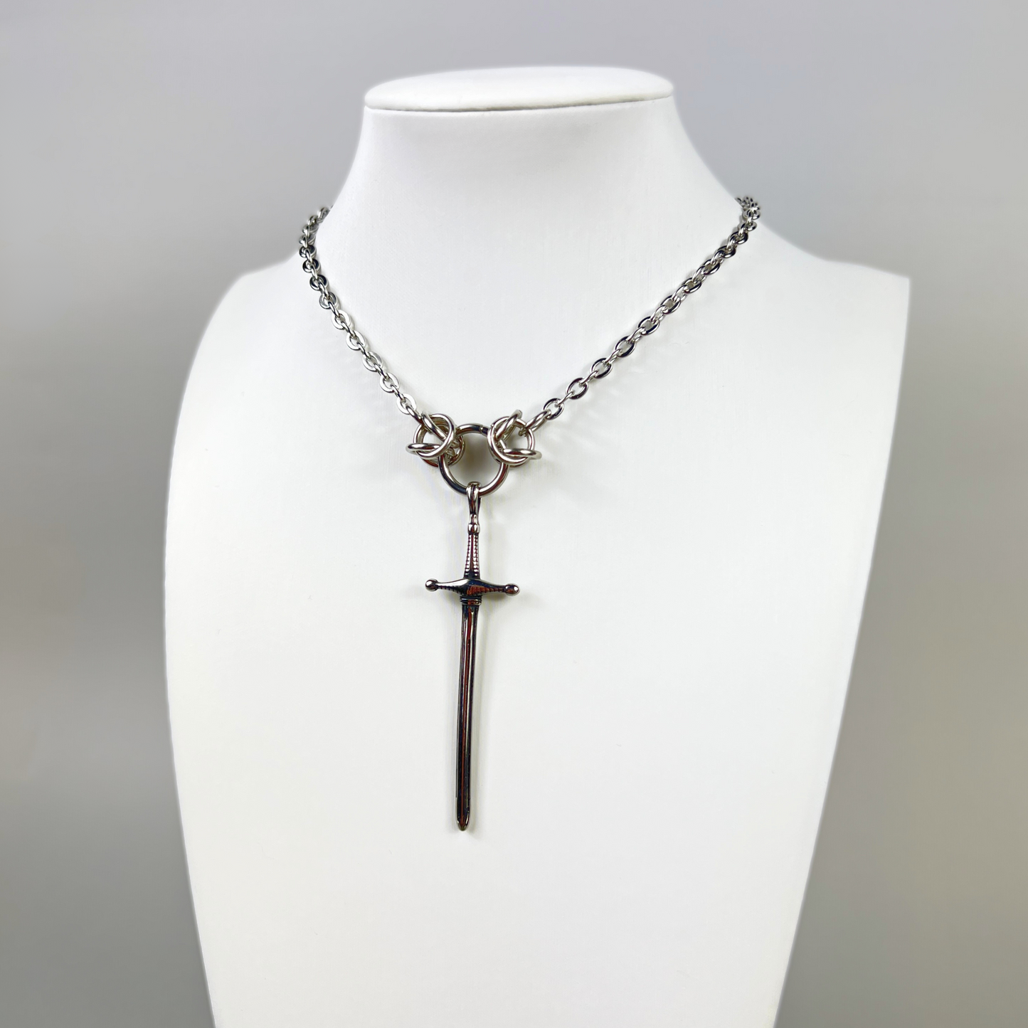 Chunky sword necklace with Byzantine accents