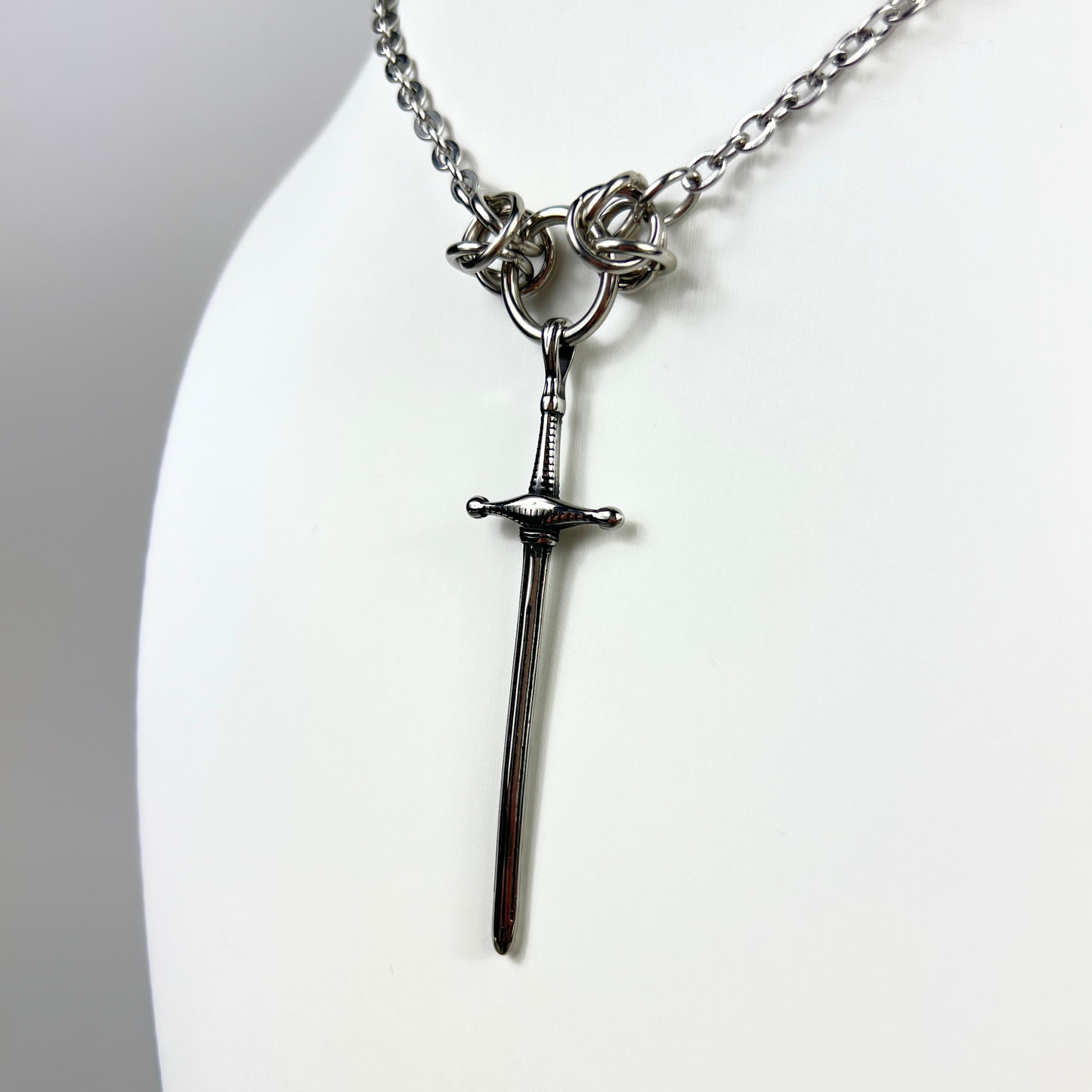 Chunky sword necklace with Byzantine accents