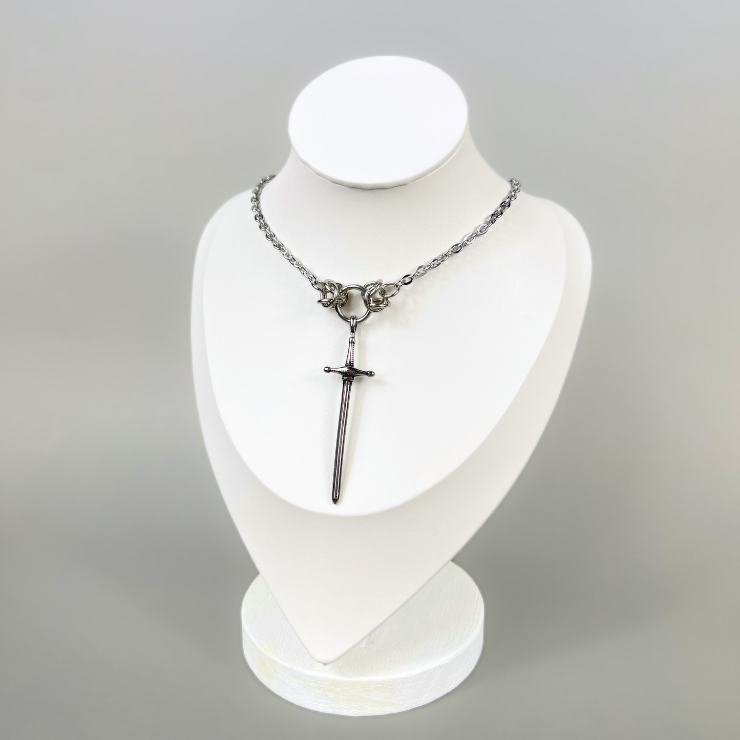 Chunky sword necklace with Byzantine accents